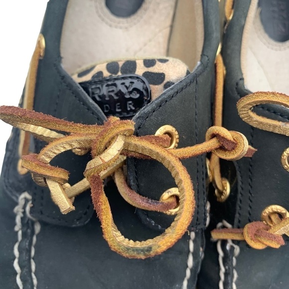 Sperry Top-Sider Womens Leopard Cheetah Boat Shoes Size 8 M Black 9174715 - Picture 3 of 9